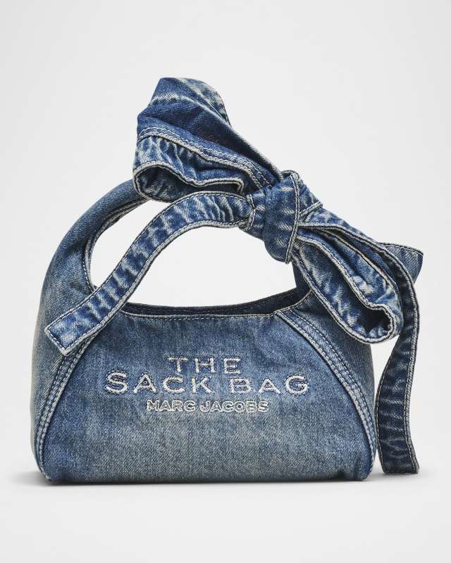 The Sack Bow Denim Top-Handle Bag
